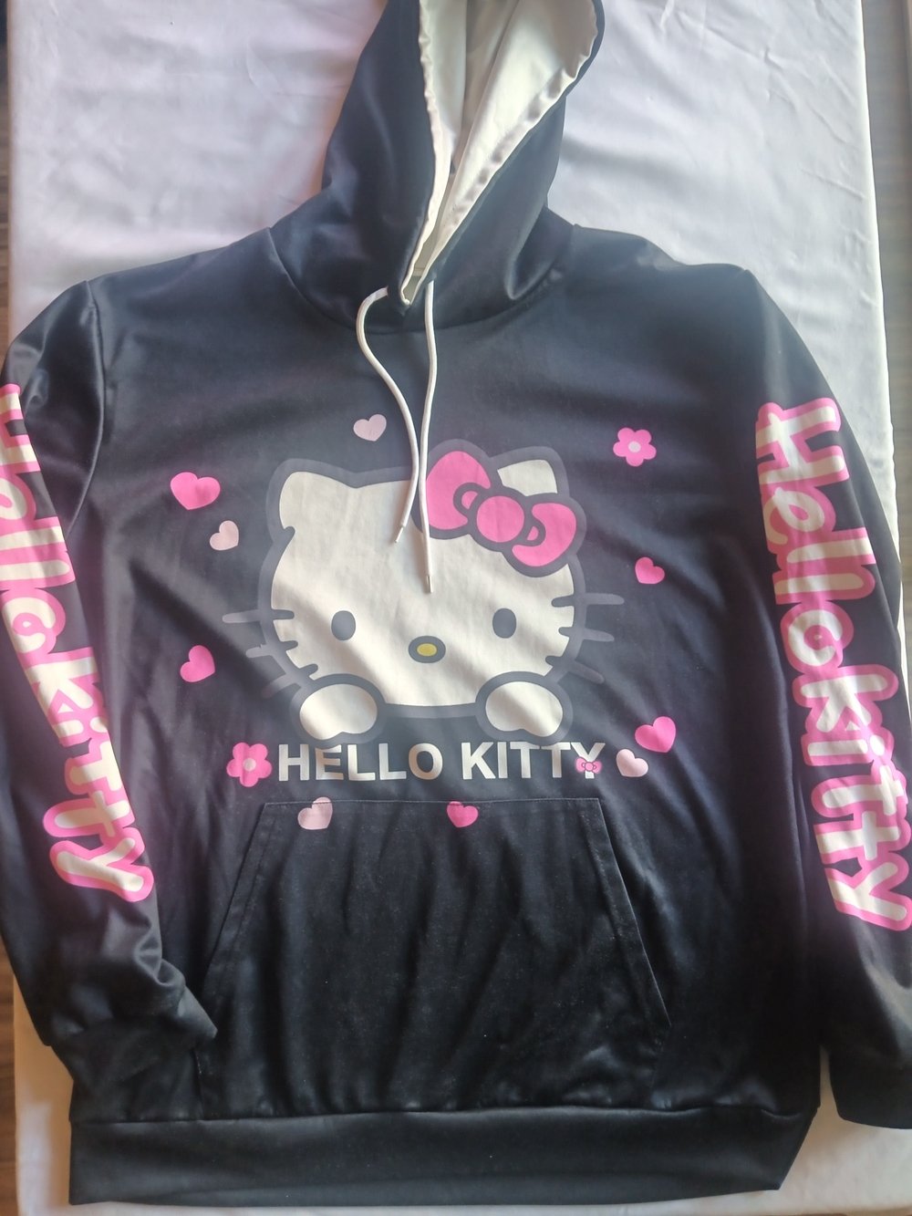 Hello Kitty Black & Pink Graphic Pullover Hoodie